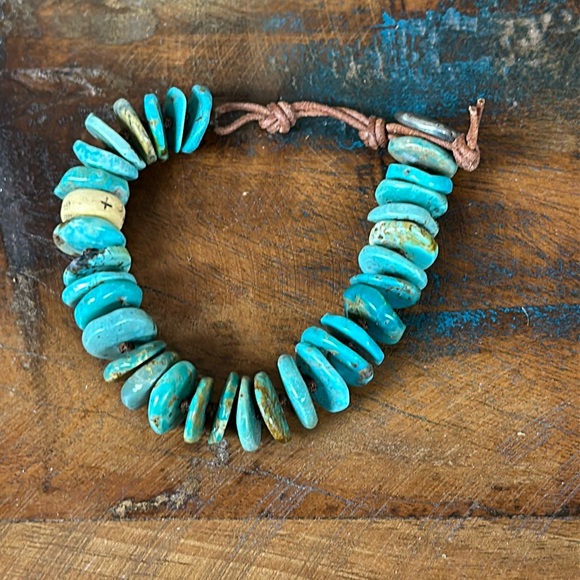 Jes Maharry “To Love” unisex one of a kind turquoise disc bracelet. New in box. - Picture 2 of 11